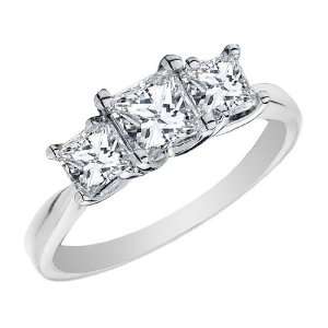 Princess Cut Diamond Engagement Ring and Three Stone Anniversary Ring 