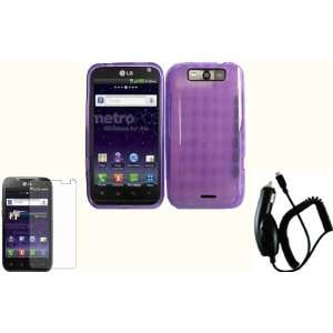  Dark Purple TPU Case Cover+LCD Screen Protector+Car 