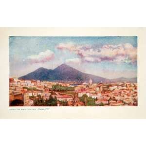: 1921 Color Print Fitzgerald Art Naples Mount Vesuvius Volcano Italy 