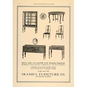 1918 Ad Skandia Furniture Rockford Sideboard Buffet   Original Print 