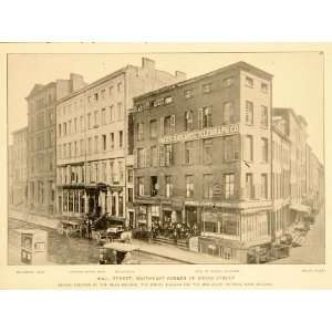  1897 Wall Street Corner Broad New York City NYC Print 
