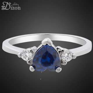 fashion gift jewelry FEATURED BLUE SAPPHIRE HEART CUT WHITE GOLD GP 