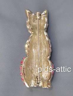 Sweet Vintage Pave Rhinestone Kitty Cat Brooch Pin  