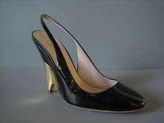 MIU MIU Black Patent Patent Pumps Heels Shoes NEW 37  
