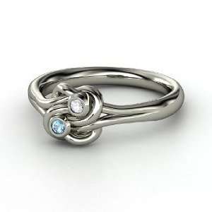  Lovers Knot Ring, Sterling Silver Ring with Blue Topaz 
