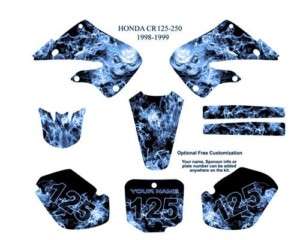 Honda CR 125 250 1998 99 MX Decals Blue Flaming Skull  