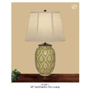  Gold Lattice Porcelain Lamp 28 H by JB Hirsch