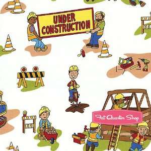   Under Construction Fabric   SKU# CX4390 WHIT D Arts, Crafts & Sewing
