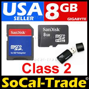 SanDisk 8GB MicroSD HC CL2 Memory Card + MicroSD Reader  