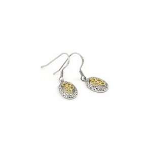  Two Tone Sterling Silver And Gold Filigree Dangle Hook 