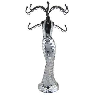Silver Sequin Jewelry Stand Doll Mannequin 15 Tall  