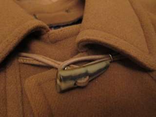   Mens Wool Trench Long Plaid Lined Toggle Duffle Coat Sz L XL  