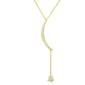 Meira T Silver & CZ Moon and Star Necklace in Vermeil