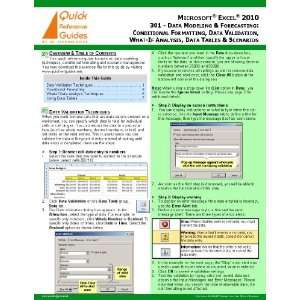  MICROSOFT® EXCEL® 2010 Quick Reference Guide 301   Data 