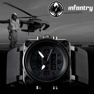 New Black INFANTRY Army LCD Sports NR Date Mens Watch  
