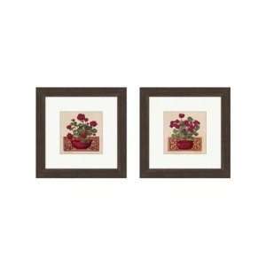 Pro Tour Memorabilia Floral Red Geraniums Framed Art (Set of 2 