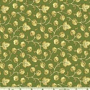  45 Wide Holiday Greetings Ivy Leaves Green Fabric By The 