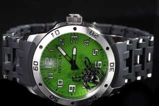   Mens Green Dial Floating Night Glow Sea Spider Rubber Watch 1123 NEW