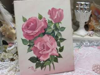 HANDPAINTED PINK ROSE PAINTING~Shabby~Cottage~Chic  
