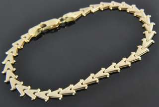 Italian Estate Vintage 14K Yellow Gold Chevron Link Chain Bracelet 7 
