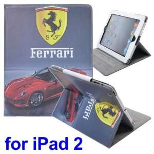  Red Ferrari Pattern Leather Back Cover Case for iPad 2/the New iPad 