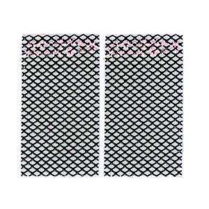 Iridescent Glitter Black Fishnet Lace Sheet w/ Pink Floral Nail 
