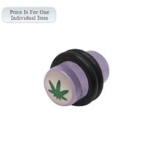  2 Gauge Pot Leaf Logo Acrylic Purple Ear Plug: Jewelry