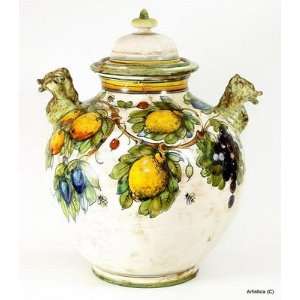  MAJOLICA Large canister/vase Testine with lid [#VS01 