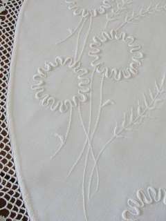 Antique Linen & Lace Tablecloth ~ Beautiful Cordonnet Work  