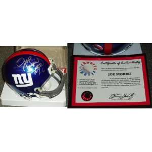  Joe Morris Signed Giants Riddell Mini Helmet: Sports 