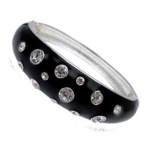 Acosta Jewellery   Jet Black Glossy Enamel & Crystal   Silver Fashion 