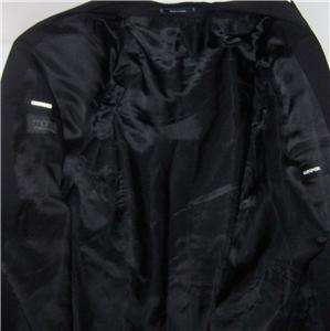 44R Kasper SOLID JET BLACK CASHMERE WOOL DB sport coat jacket suit 