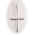   Sterling Silver Textured Cross Pendant Cable Chain Necklace ITALY p493