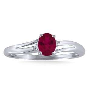  JULY Birthstone and Diamond 14k White Gold Ruby Ring 