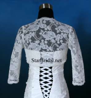 Sleeve Ivory Lace Wedding Bridal Bolero Jacket Shrug S, M, L, XL 