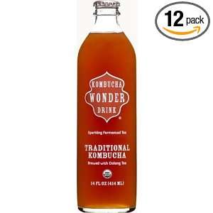 Kombucha Wonder Drink Traditional(95% Organic), 14 Ounce (Pack of 12 