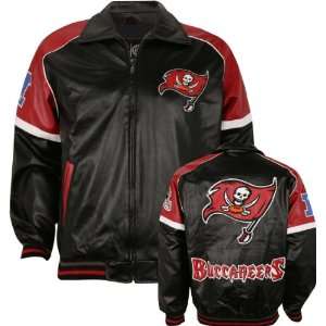 Tampa Bay Buccaneers Varsity Faux Leather Jacket:  Sports 