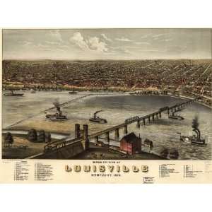  1876 Birds eye map of Louisville, Kentucky