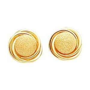   14K Gold Love Knot Laser Bead Earrings Jewelry New: Jewelry