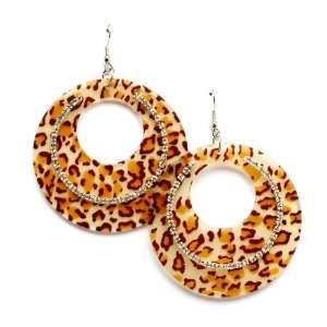    Designer Inspired Cheetah Crystal Animal Print Hoop Jewelry