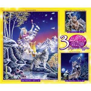  Glitter & Glow 3 in 1 Deluxe Sets 100, 300, 500pc Jigsaw Puzzle 