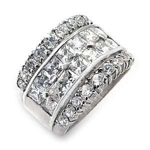 CUBIC ZIRCONIA BANDS   Two Row Princess Cut Channel Set CZ Band Size 9