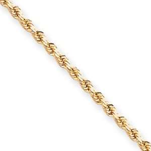   3mm, 10 Karat Yellow Gold, Diamond Cut Rope Chain   30 inch: Jewelry