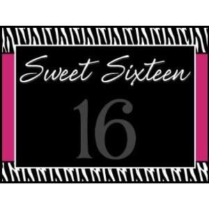   and Pink Zebra Pattern Sweet 16 Birthday Postage