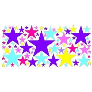   Stick Pink/Yellow/Cyan Stars Decals Removable/Repositionable Wall Art
