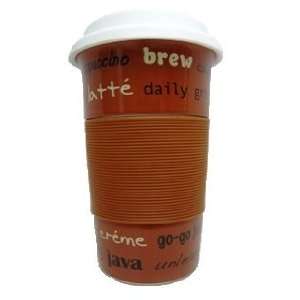 American Atelier Travel Coffee Mugs, With Rubber Lid & Grip, (CARAMEL)