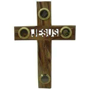  Olive Wood Carved Cross, Jesus with Essence of the Holy 