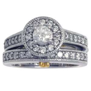   White Gold & Diamond Pure Love Bridal Set Ring(1.50 ctw): Jewelry