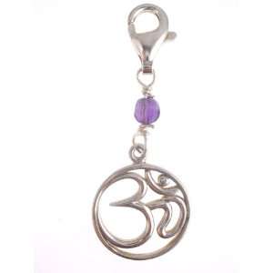 Om Amethyst and Silver Clip On Charm Jewelry