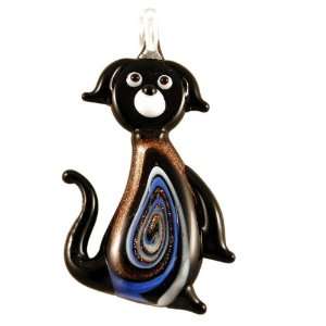   Glass Black and Gold Puppy Dog Pendant Bleek2Sheek Girls Jewelry
